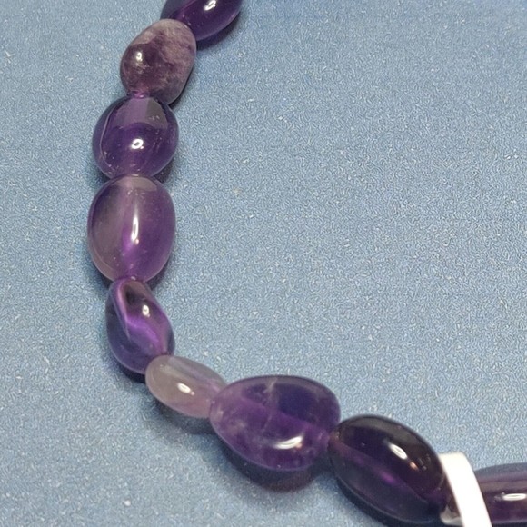 Dark Amethyst stretch nugget bracelet natural stone w/Free felt pouch-NB25 - Picture 7 of 8